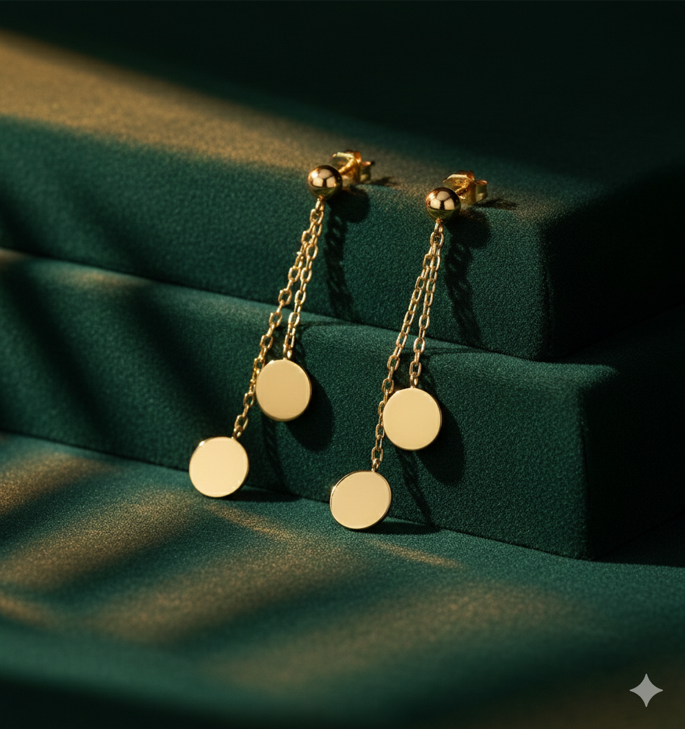 14krt geelgouden oorhangers | 38x6mm