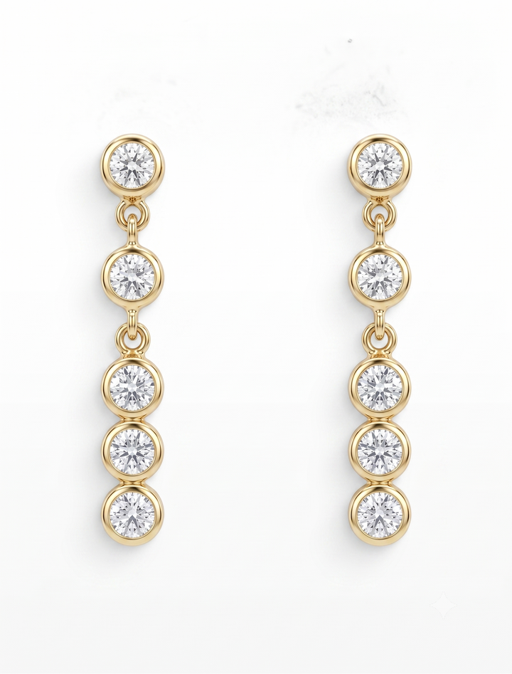 14krt geelgouden oorhangers zirkonia | 19x3mm