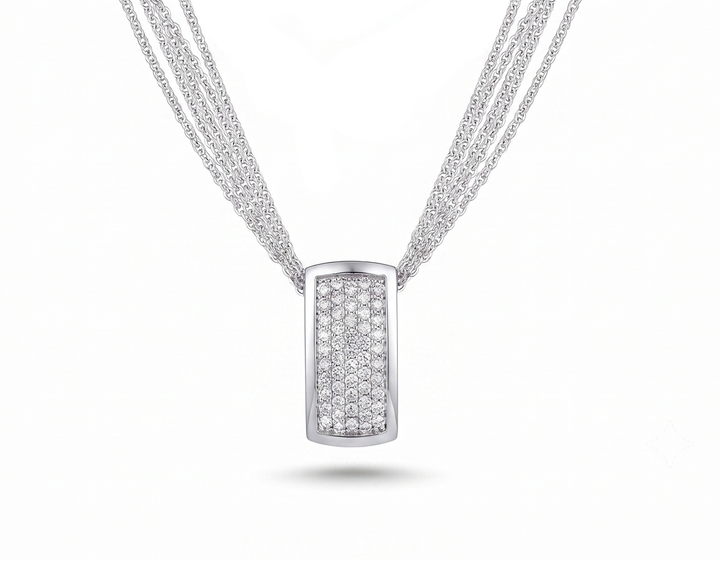14krt witgouden collier met briljant hanger 52-0.50ct briljant | 42cm