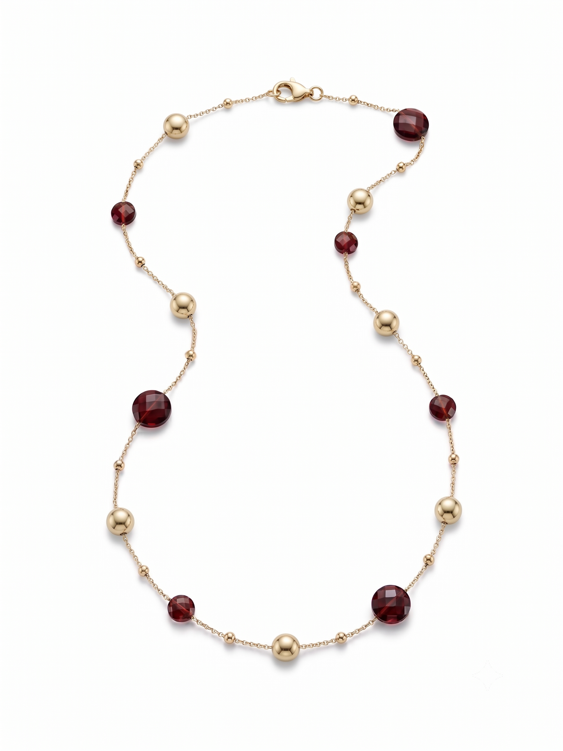 Monzario | 14krt geelgouden collier met granaat | 45cm