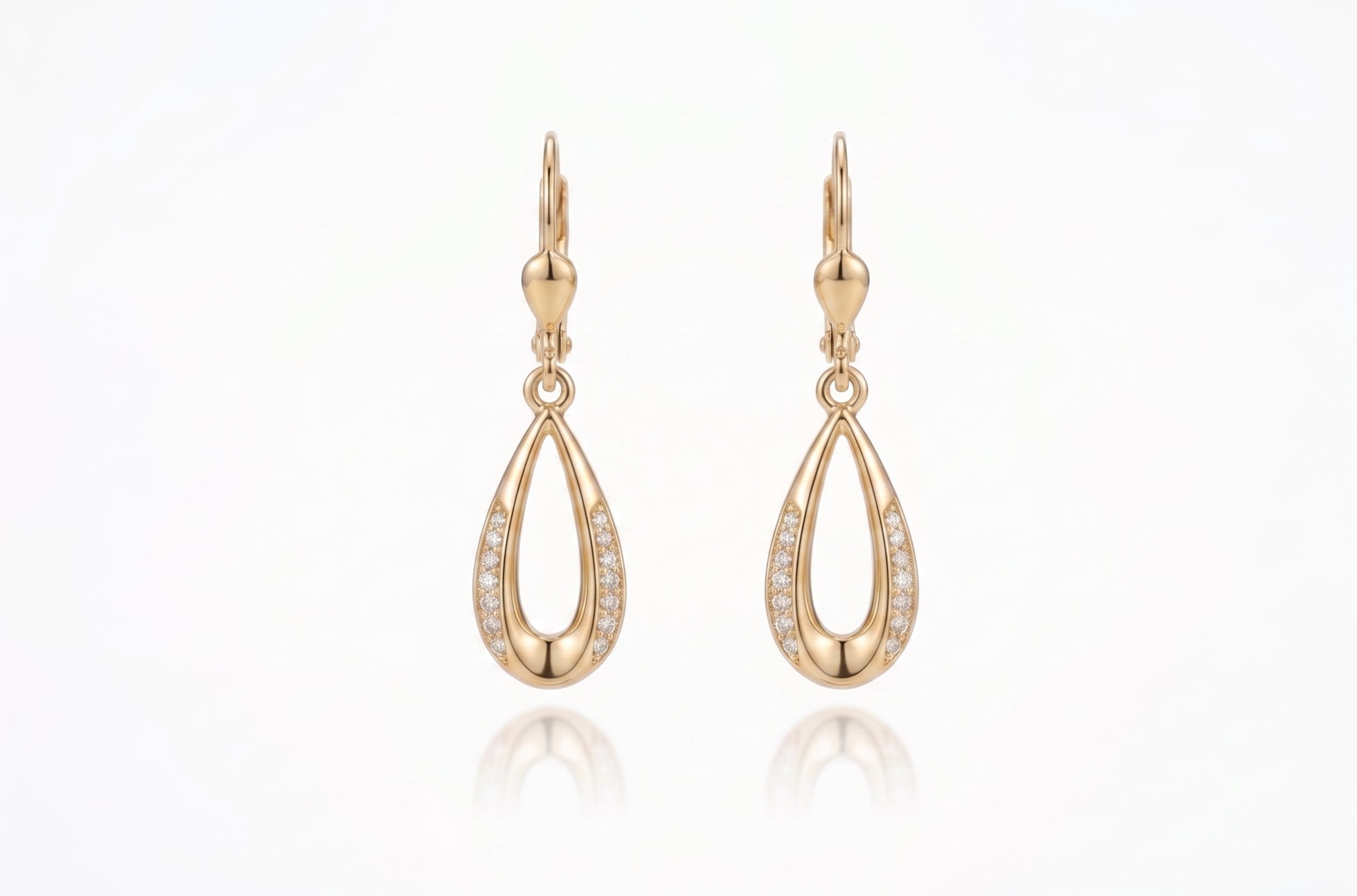 14krt geelgouden oorhangers met zirkonia | 33mm