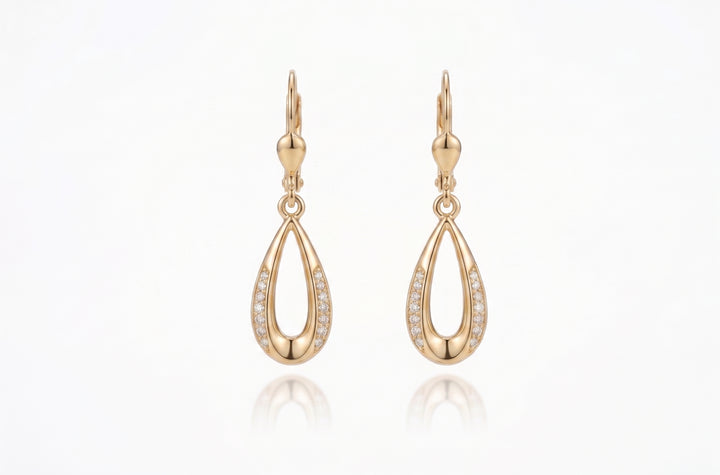 14krt geelgouden oorhangers met zirkonia | 33mm