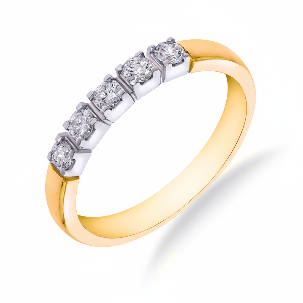 14krt bicolor gouden memoire ring 5-0.25ct TW-VS