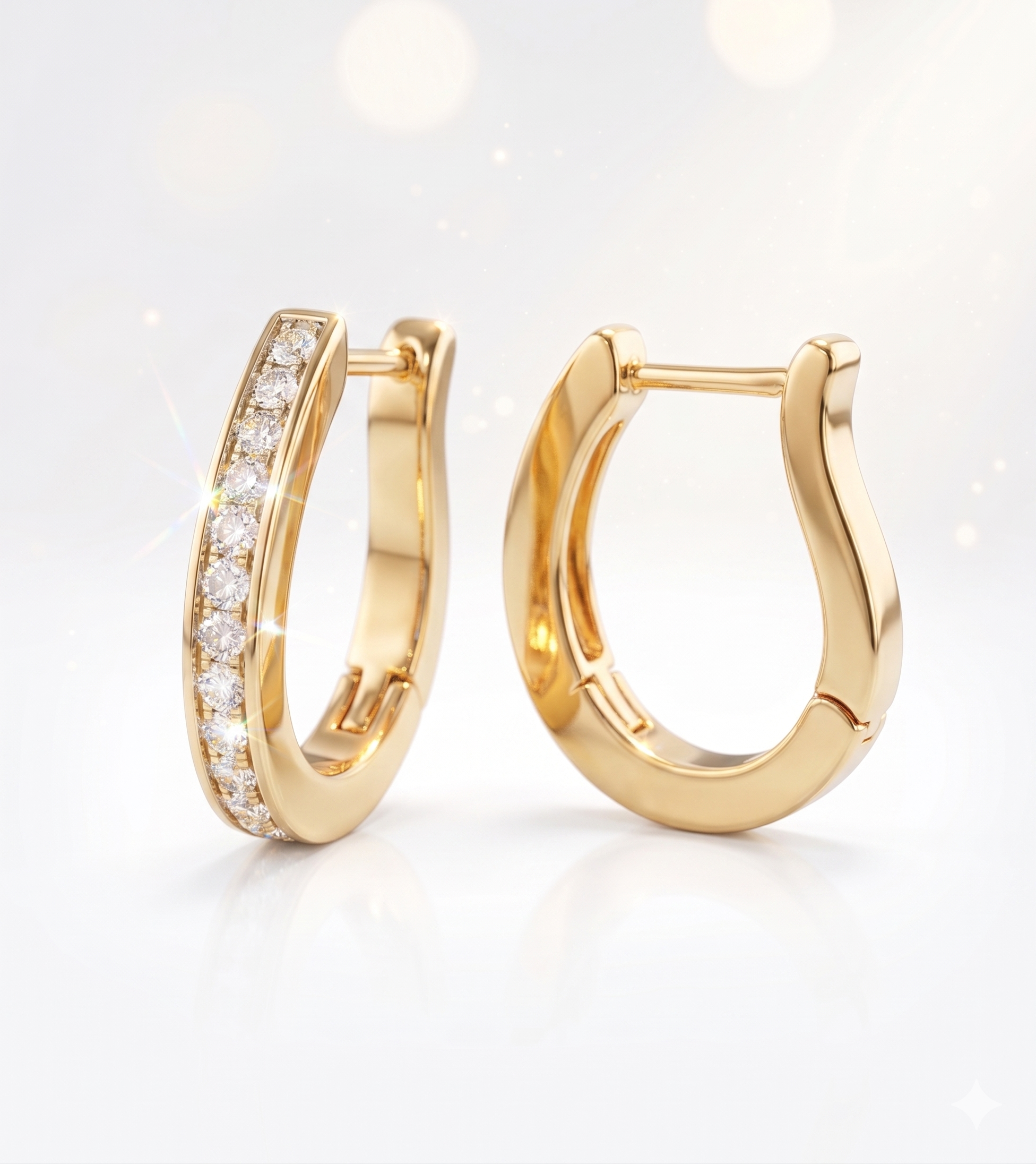 14krt geelgouden klapoorringen met 26x0.45ct GSI diamant | 20x16mm