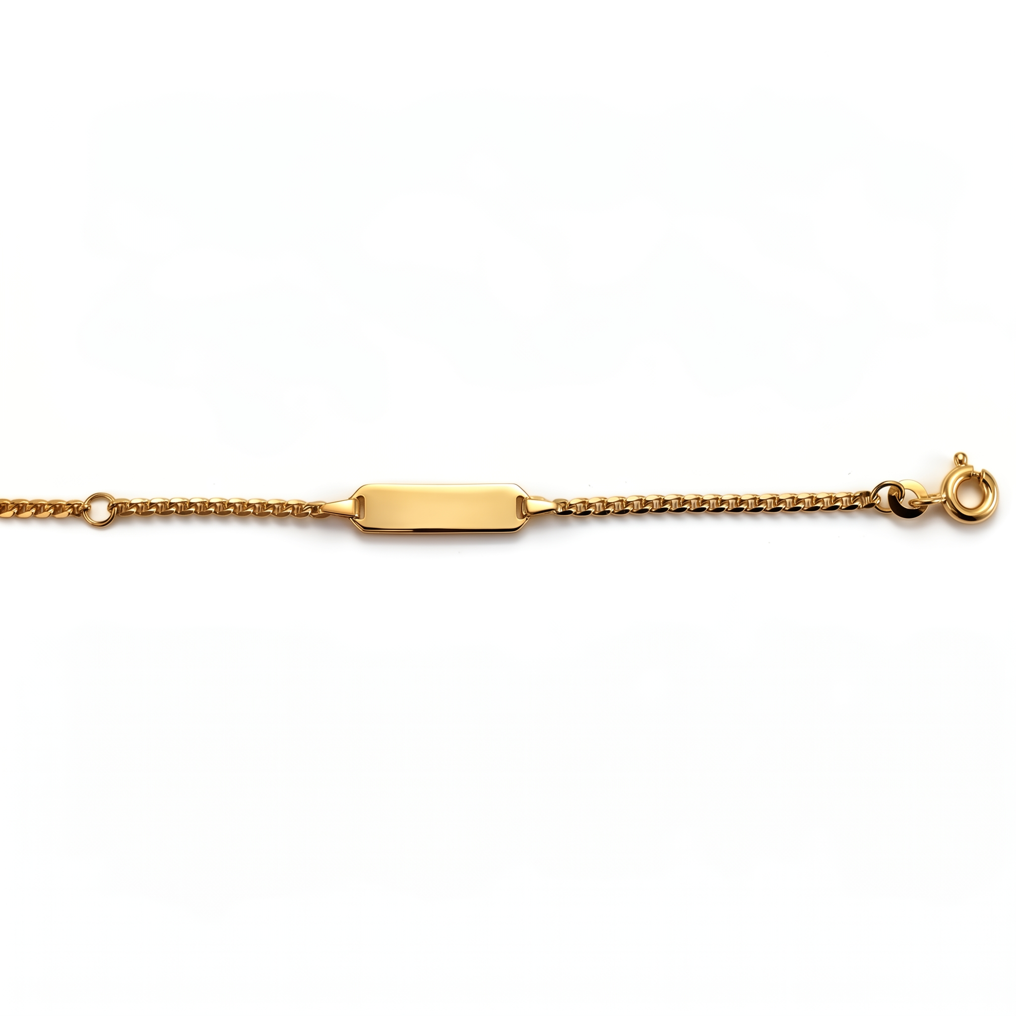 8krt geelgouden graveerarmband met plaat 5mm | 10-12cm