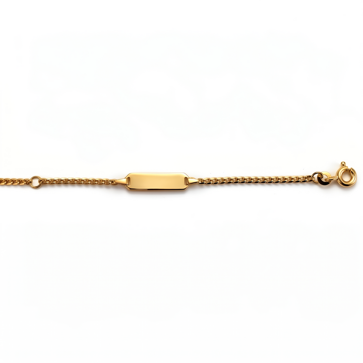 8krt geelgouden graveerarmband met plaat 5mm | 10-12cm