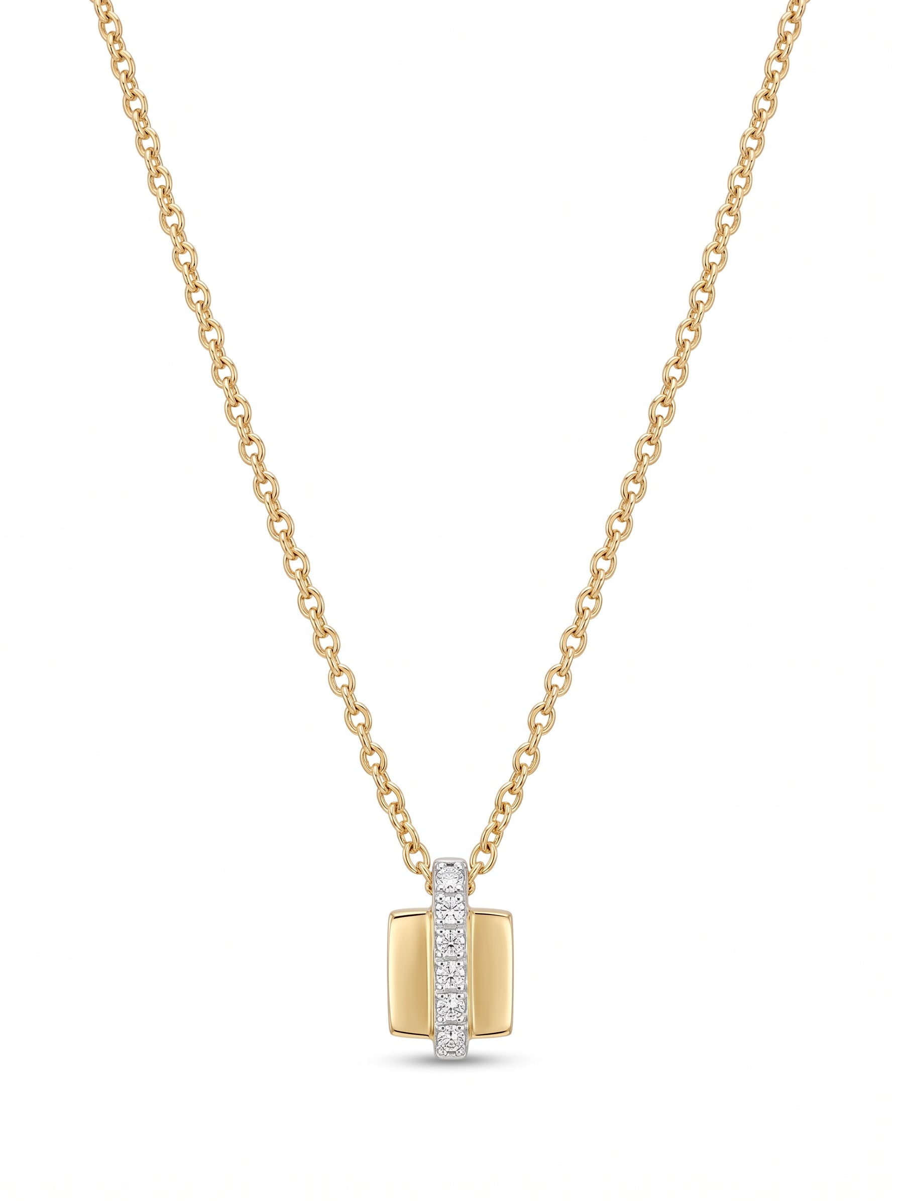 14krt bicolor gouden collier met 6-0.03ct briljant HSI | 41-43-45cm