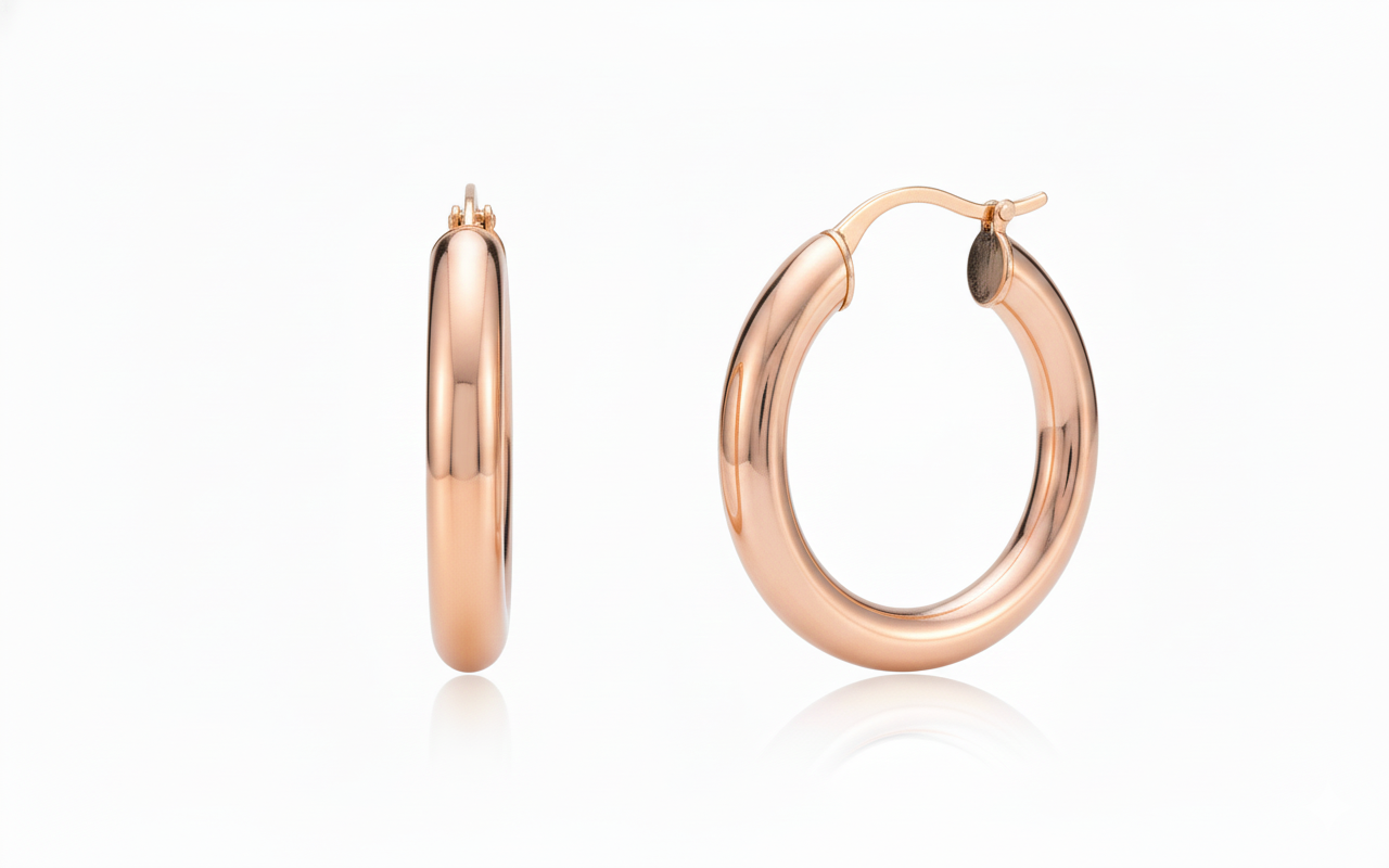 14krt roségouden oorringen 4mm | dia 29mm