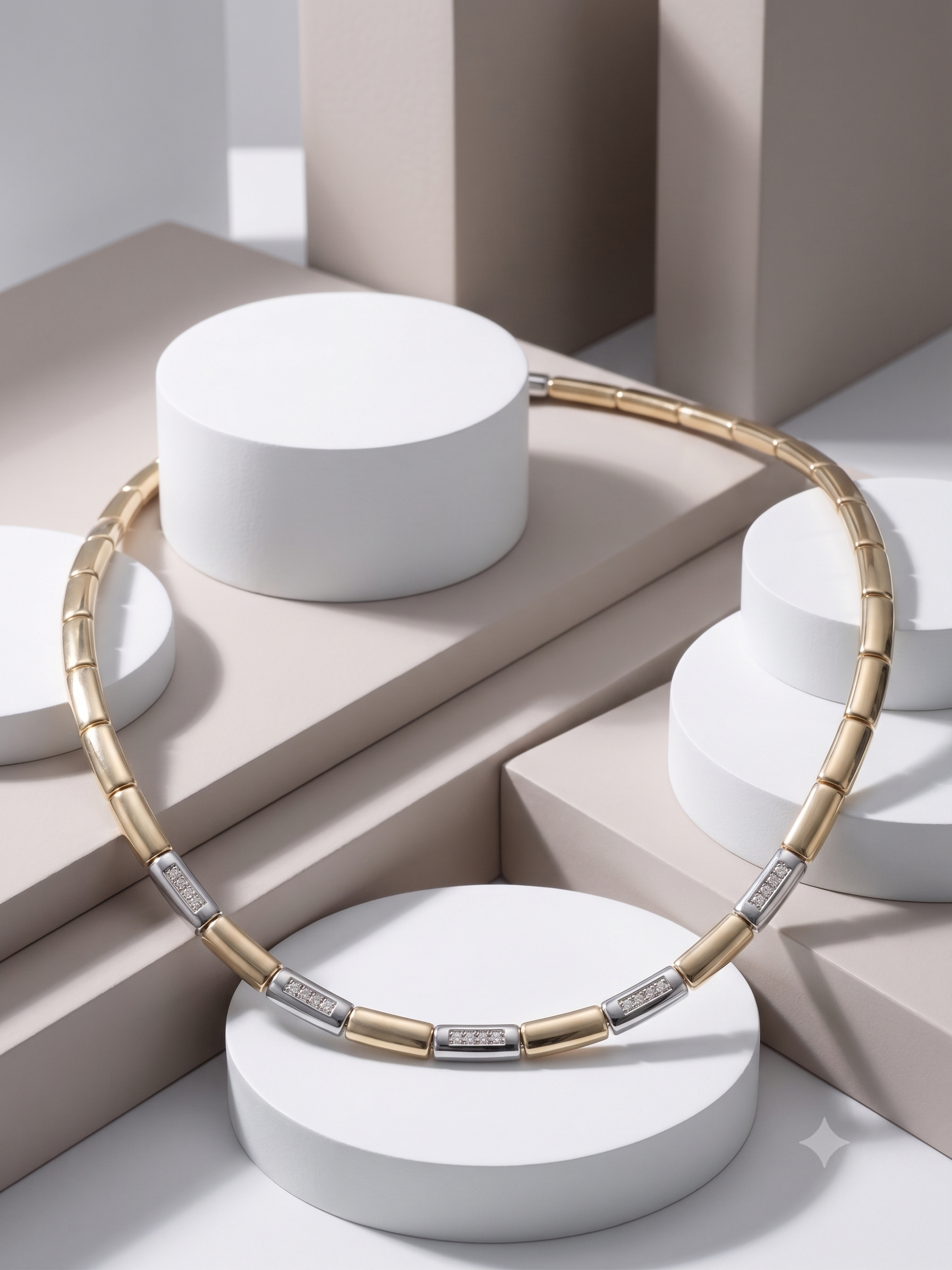 14krt bicolorgouden collier met briljant 25-0.25ct HSI | 42cm