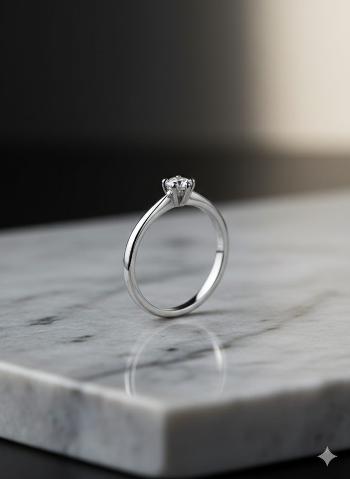 14krt witgouden ring met 0.10ct HSI diamant