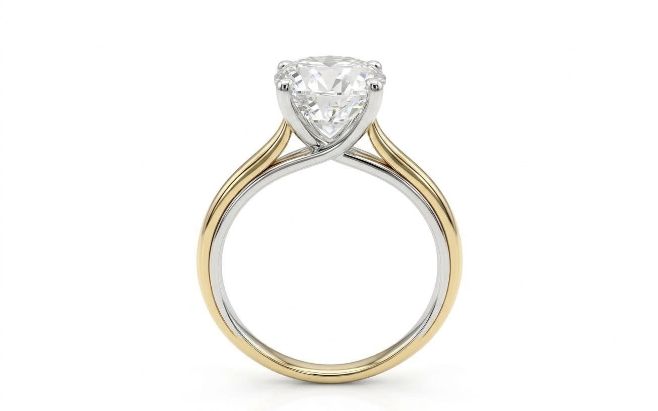 14krt bicolor gouden ring met 1.50ct LG diamant EVVS2 - Incl IGI certificaat