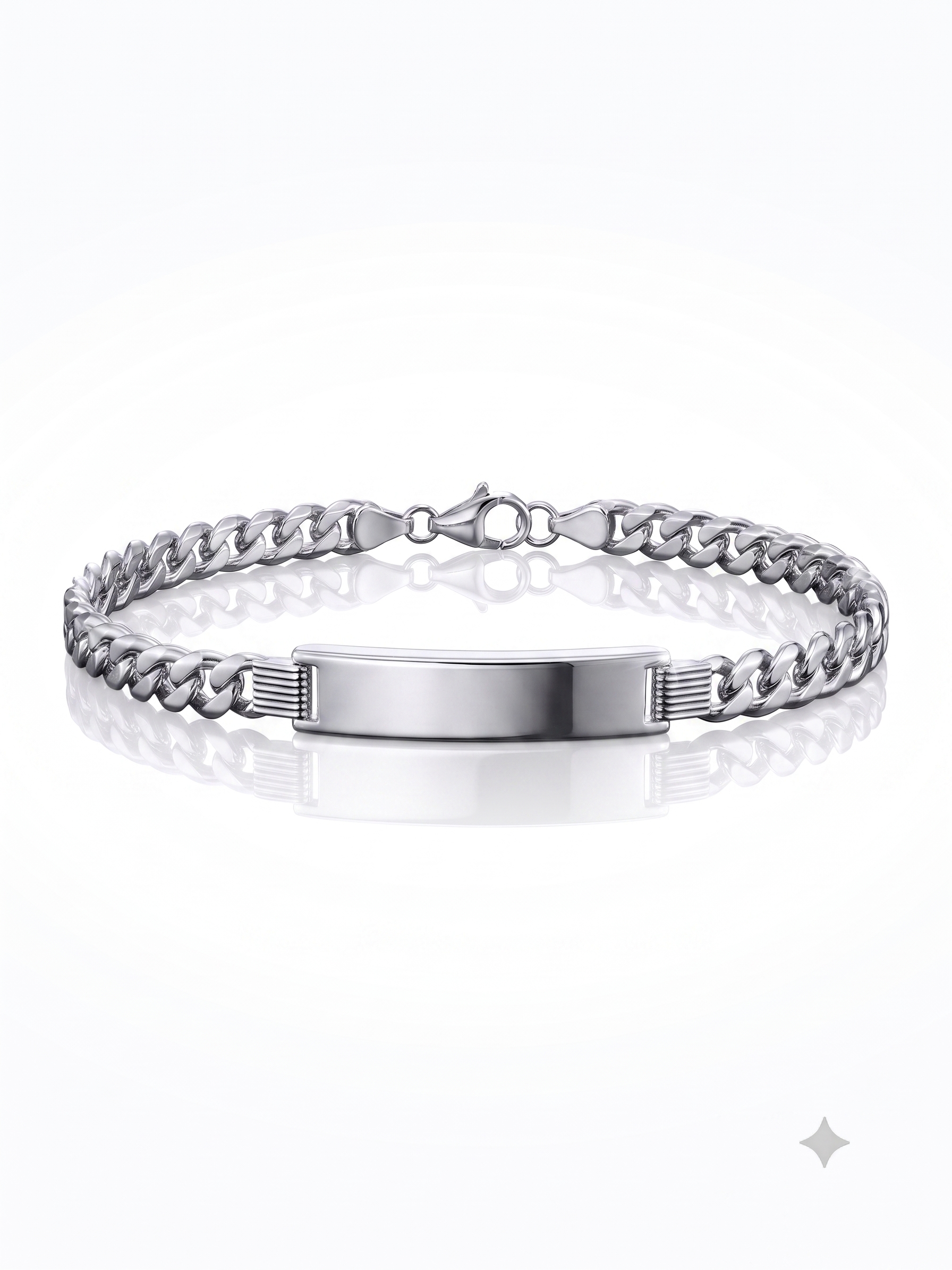 Zilveren graveerarmband gourmette plaat 8mm | 21cm