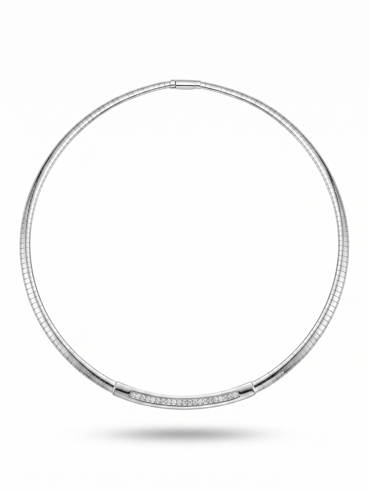 14krt witgouden collier met briljant 0.42ct HSI | 42cm