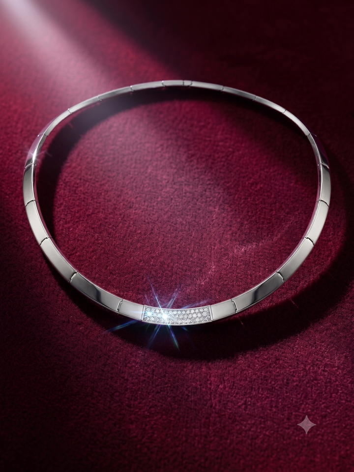 14krt witgouden collier met briljant 0.58ct HSI | 42cm