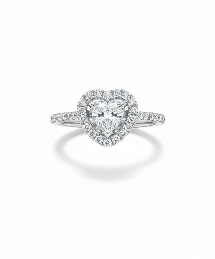 14krt witgouden ring met 0.40ct hart diamant en 40-0.60ct briljant HSI