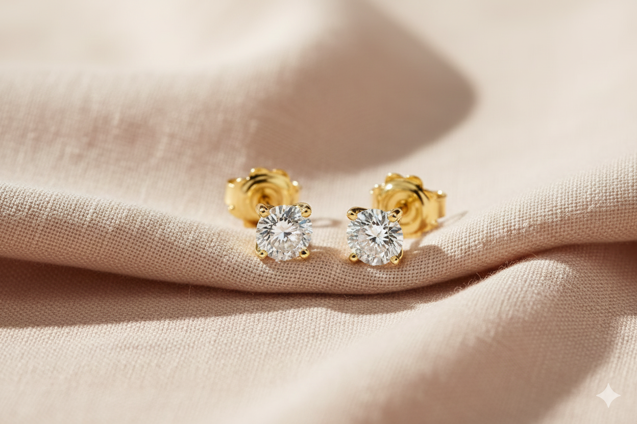 14krt geelgouden oorstekers 4 poots met Lab grown diamant 2-1.02ct DSI | incl. IGI certificaat