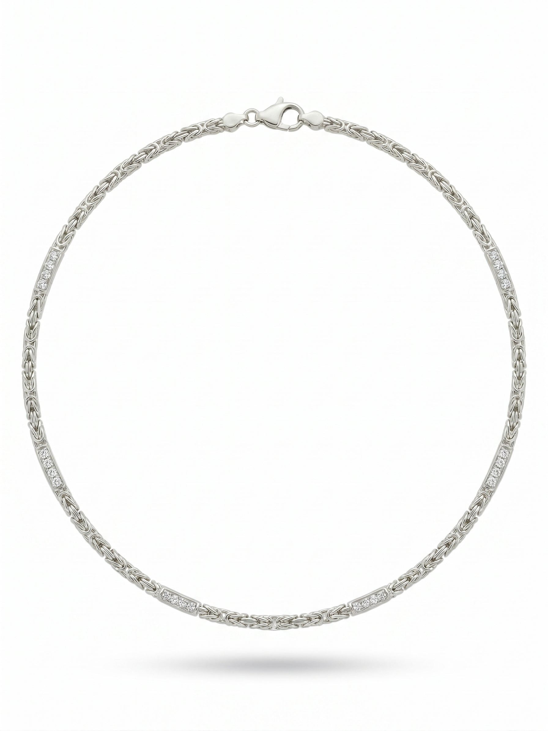 Zilveren collier koningsschakel 2.5mm met zirconia | 55cm