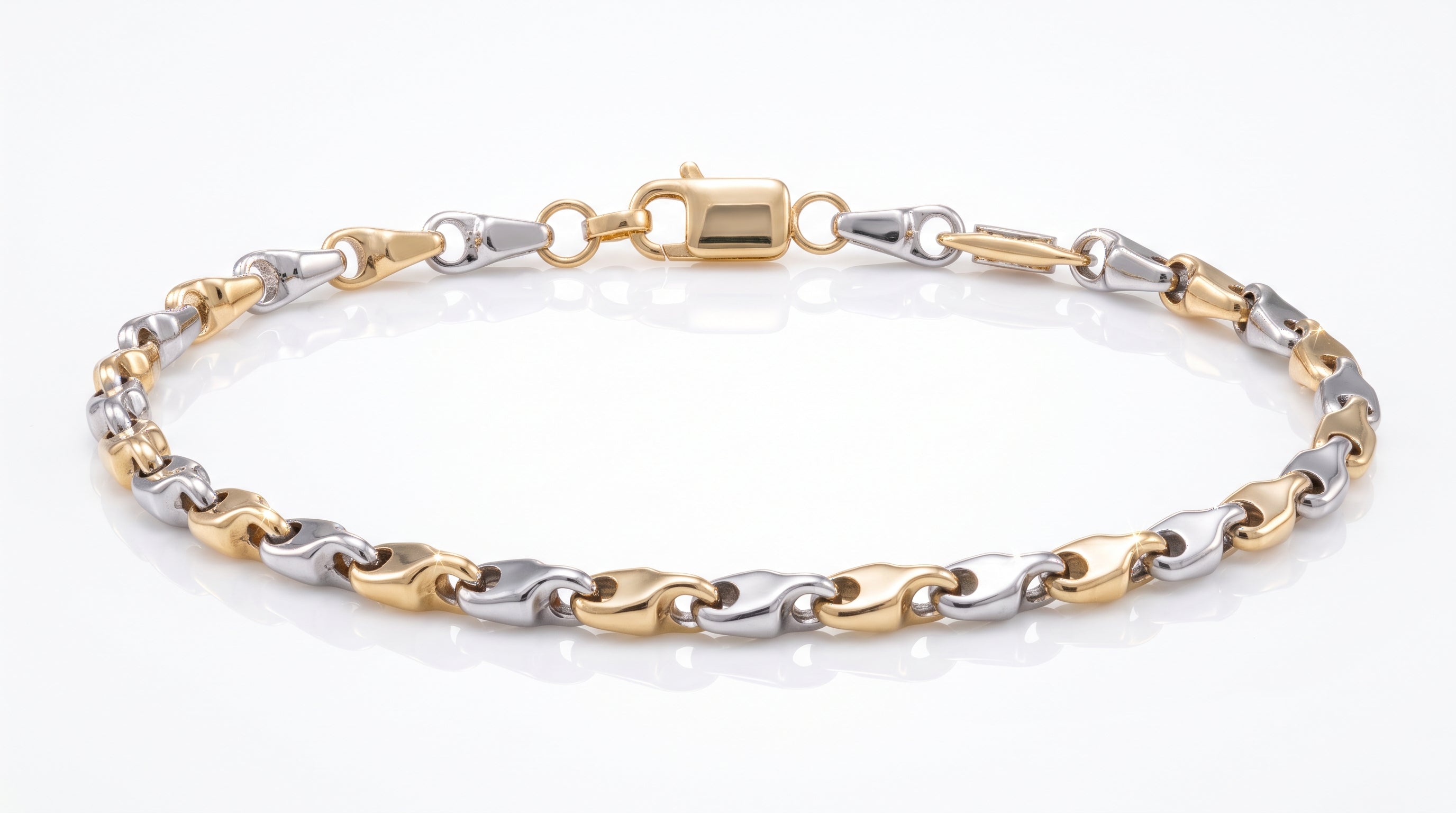 Monzario - 14krt bicolor gouden armband 3.4mm | 19,5cm