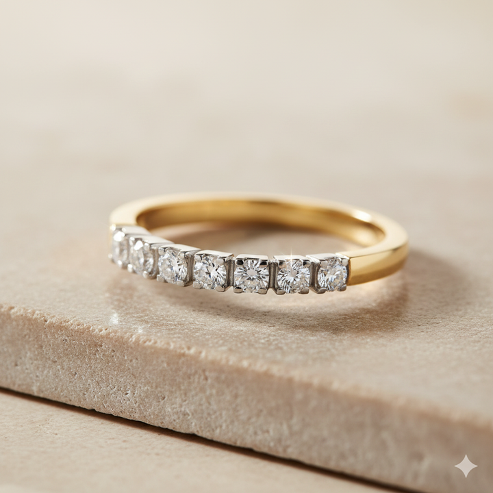 14krt bicolor gouden memoire ring 7-0.21ct TW-VS