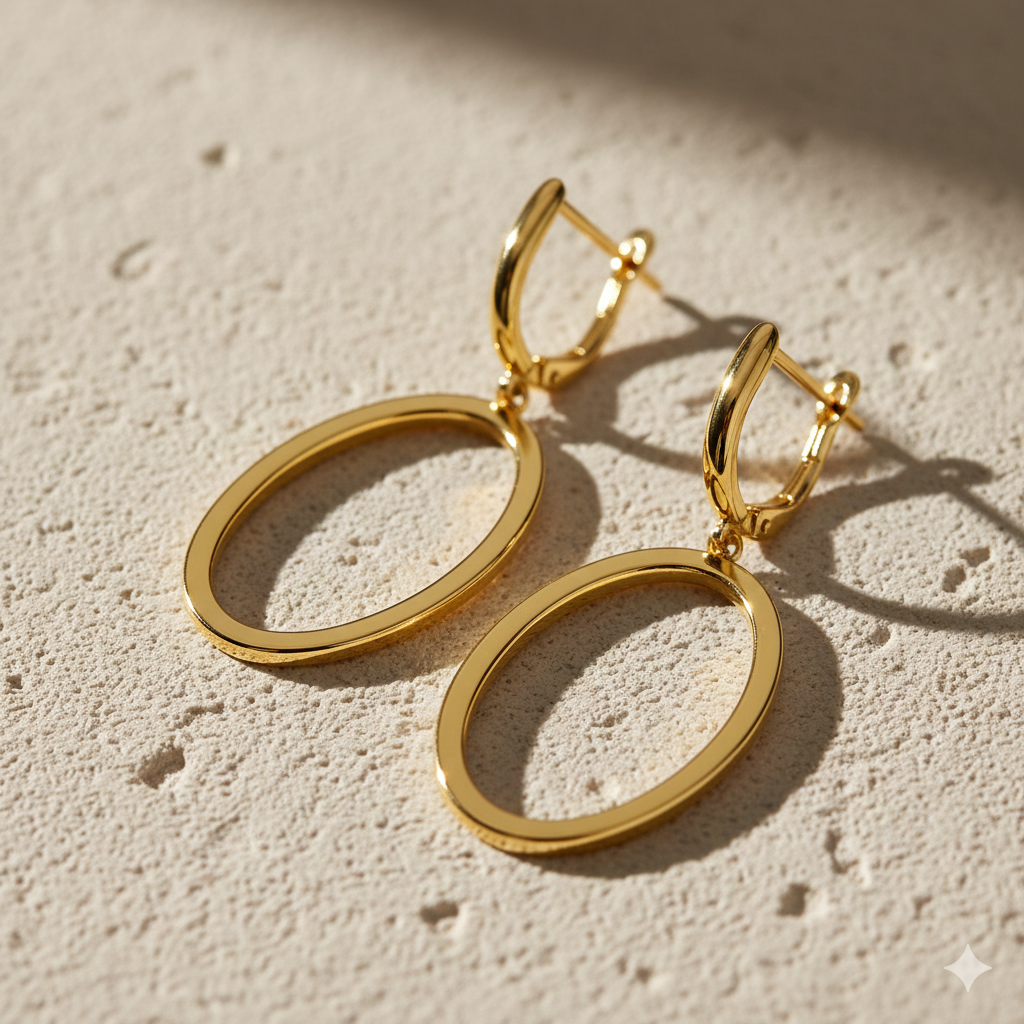 14krt geelgouden oorhangers | 39x15mm
