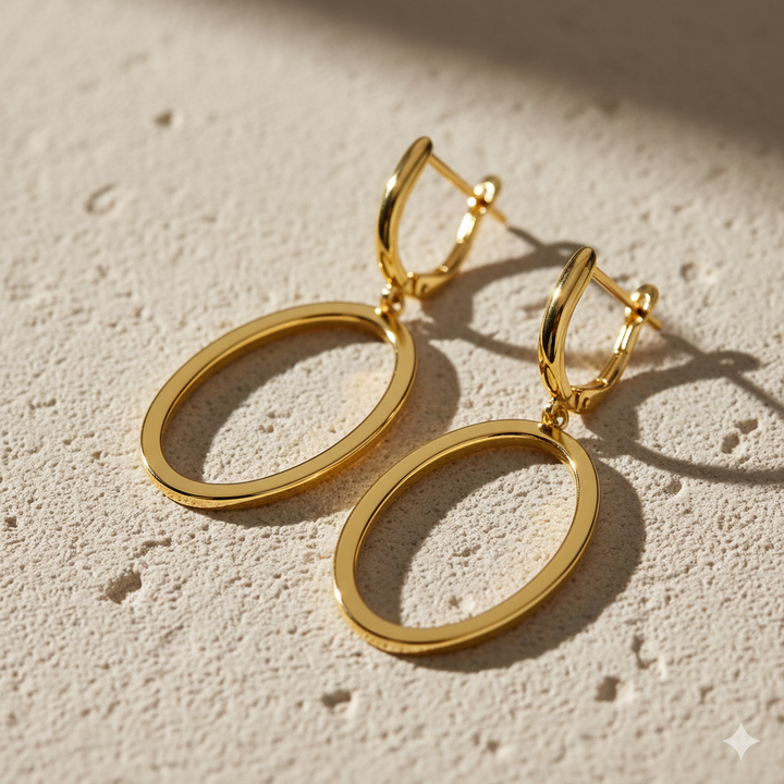 14krt geelgouden oorhangers | 39x15mm