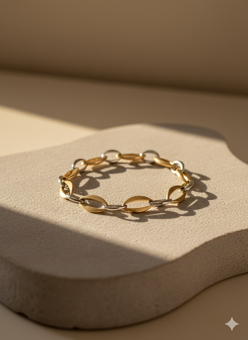 14krt bicolor gouden armband 10mm | 20cm