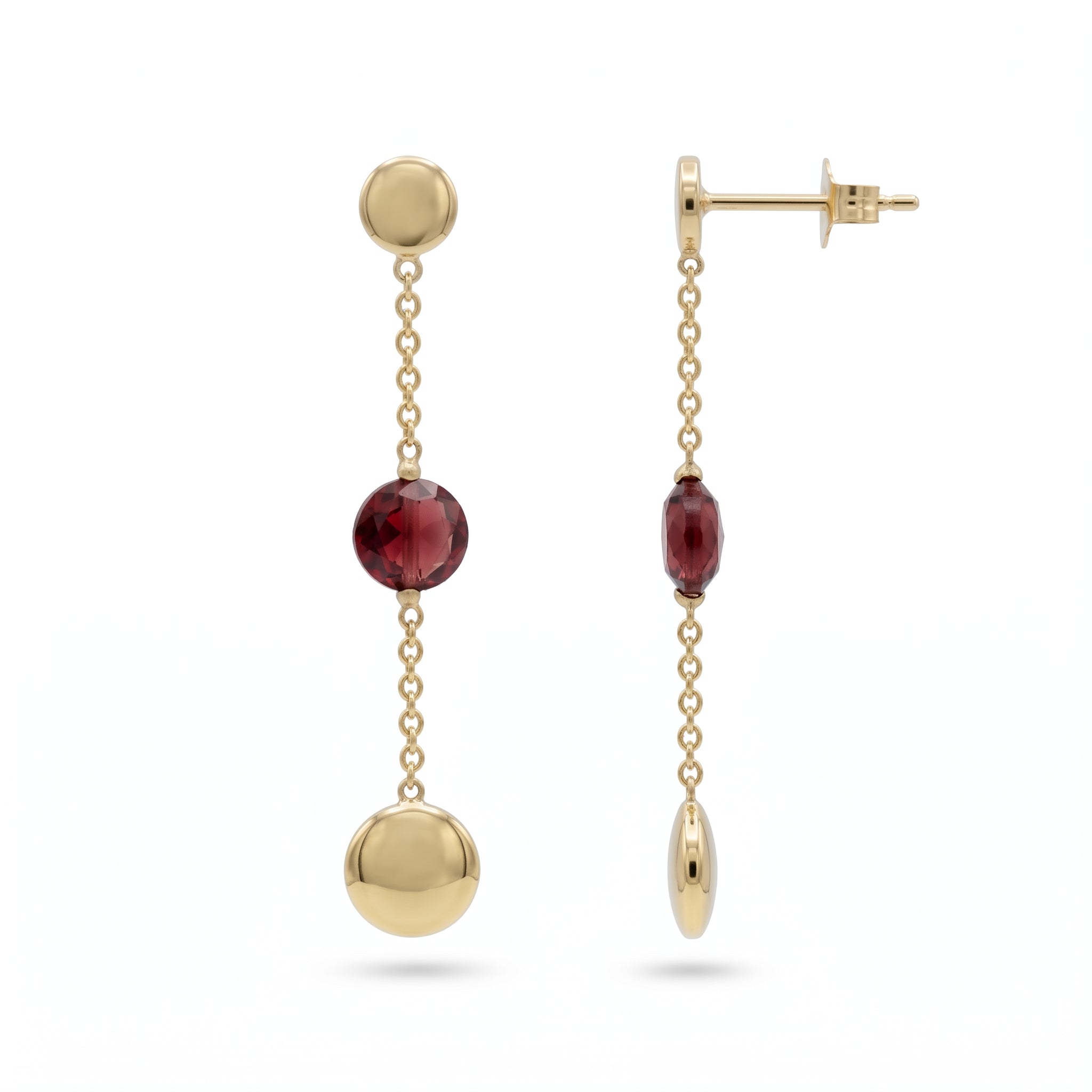 Monzario - 14krt geelgouden oorhangers met granaat | 39x6mm