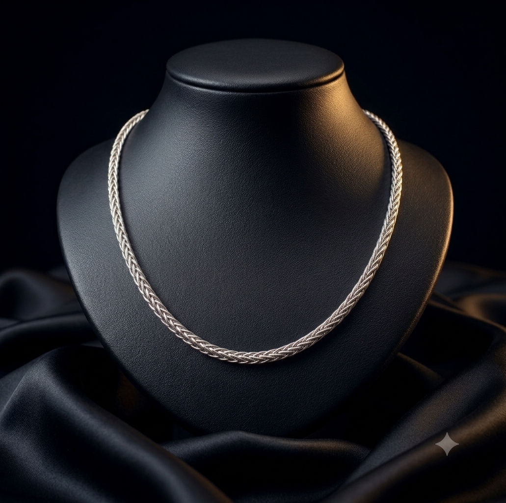 14krt witgouden collier vossestaart 6mm | 45cm