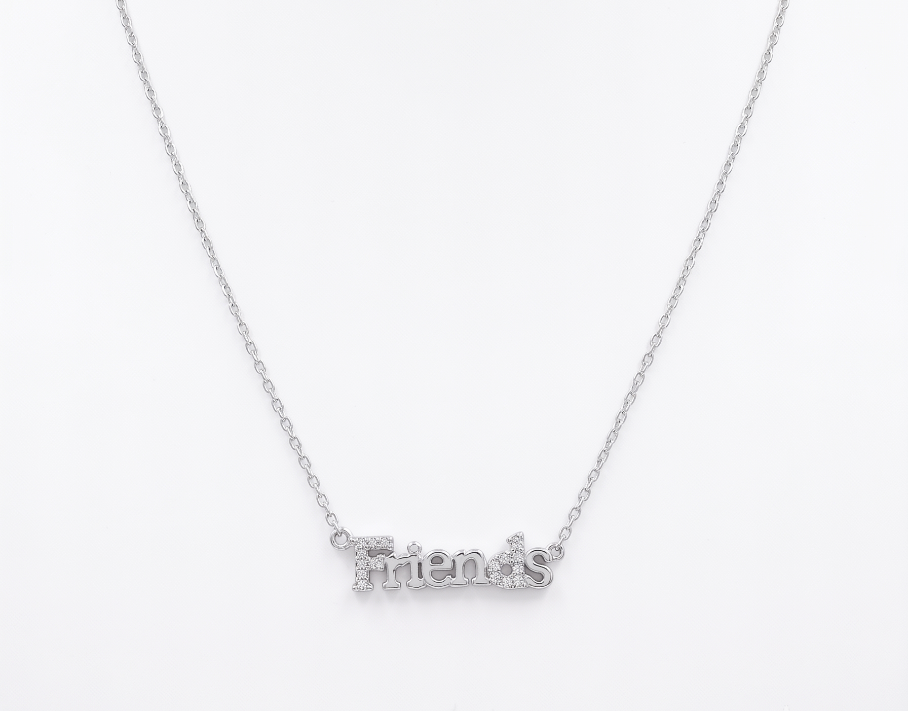 Zilveren collier "friends" zirkonia | 40+4cm