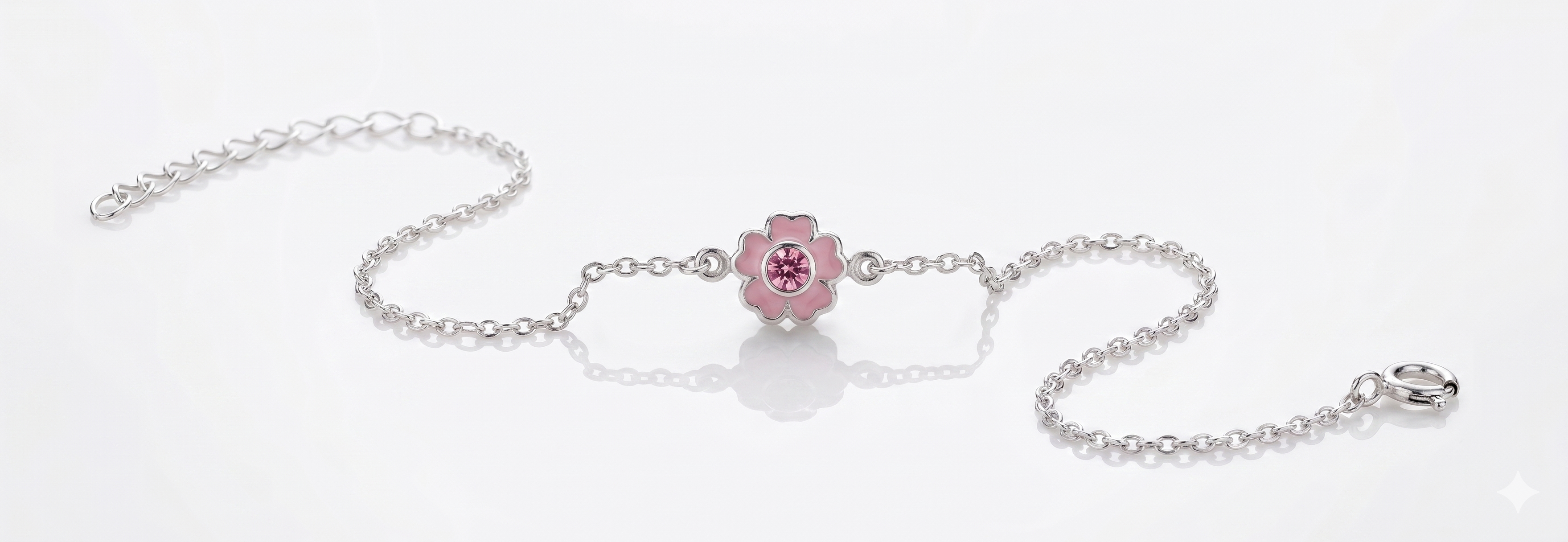 Zilveren armband bloem met zirkonia | 13-15cm