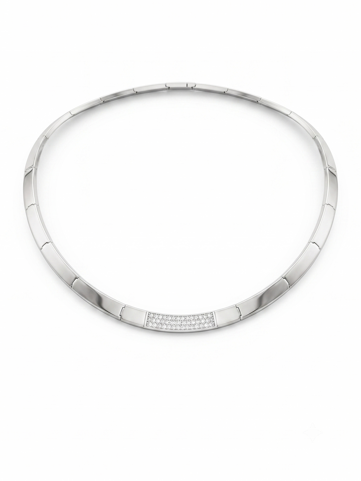14krt witgouden collier met briljant 0.58ct HSI | 42cm