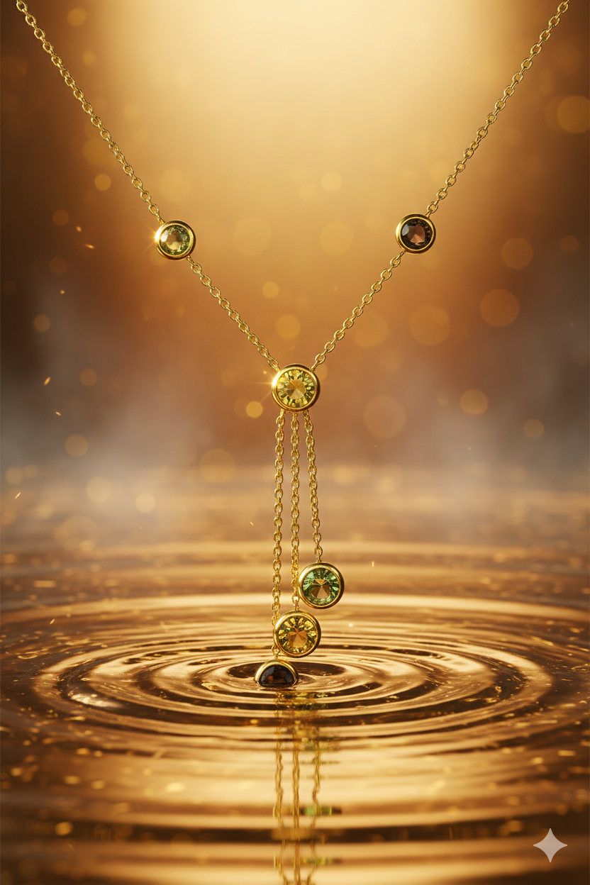 14krt geelgouden collier met citrien, rookkwarts en groene amethist 10mm | 43-45cm