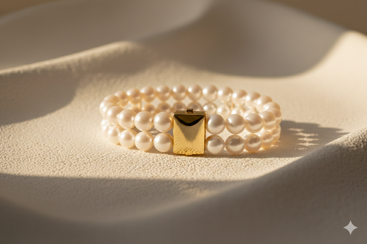 14krt geelgouden armband met 7mm Akoya parels | 19cm