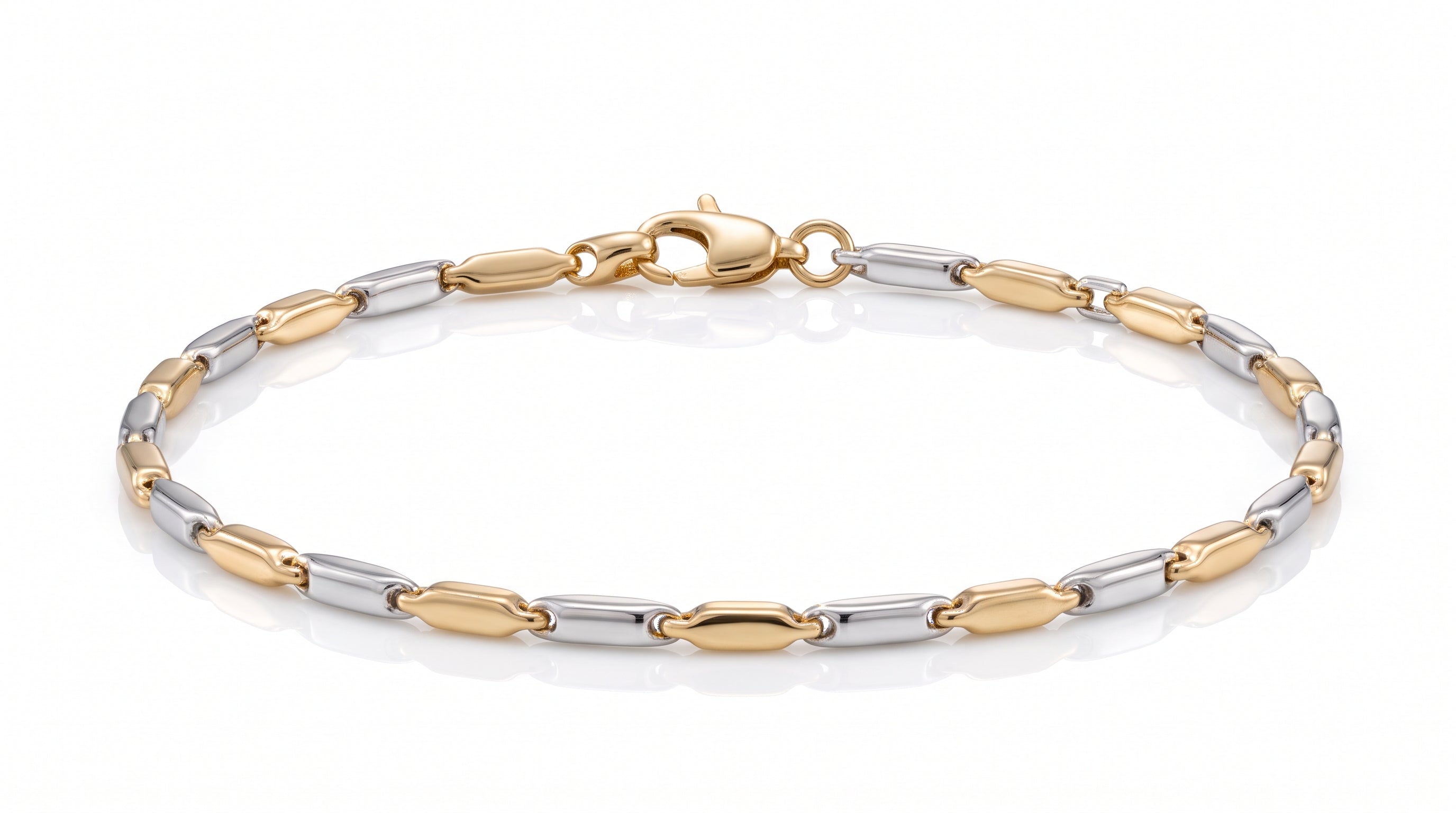 Monzario - 14krt bicolor gouden armband 2.2mm | 18cm