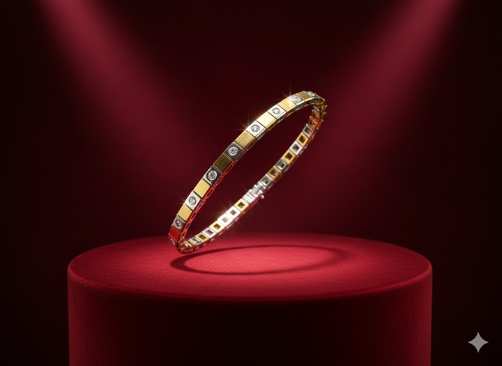 18krt bicolor gouden armband met briljant 24-0.59ct HSI | 18cm
