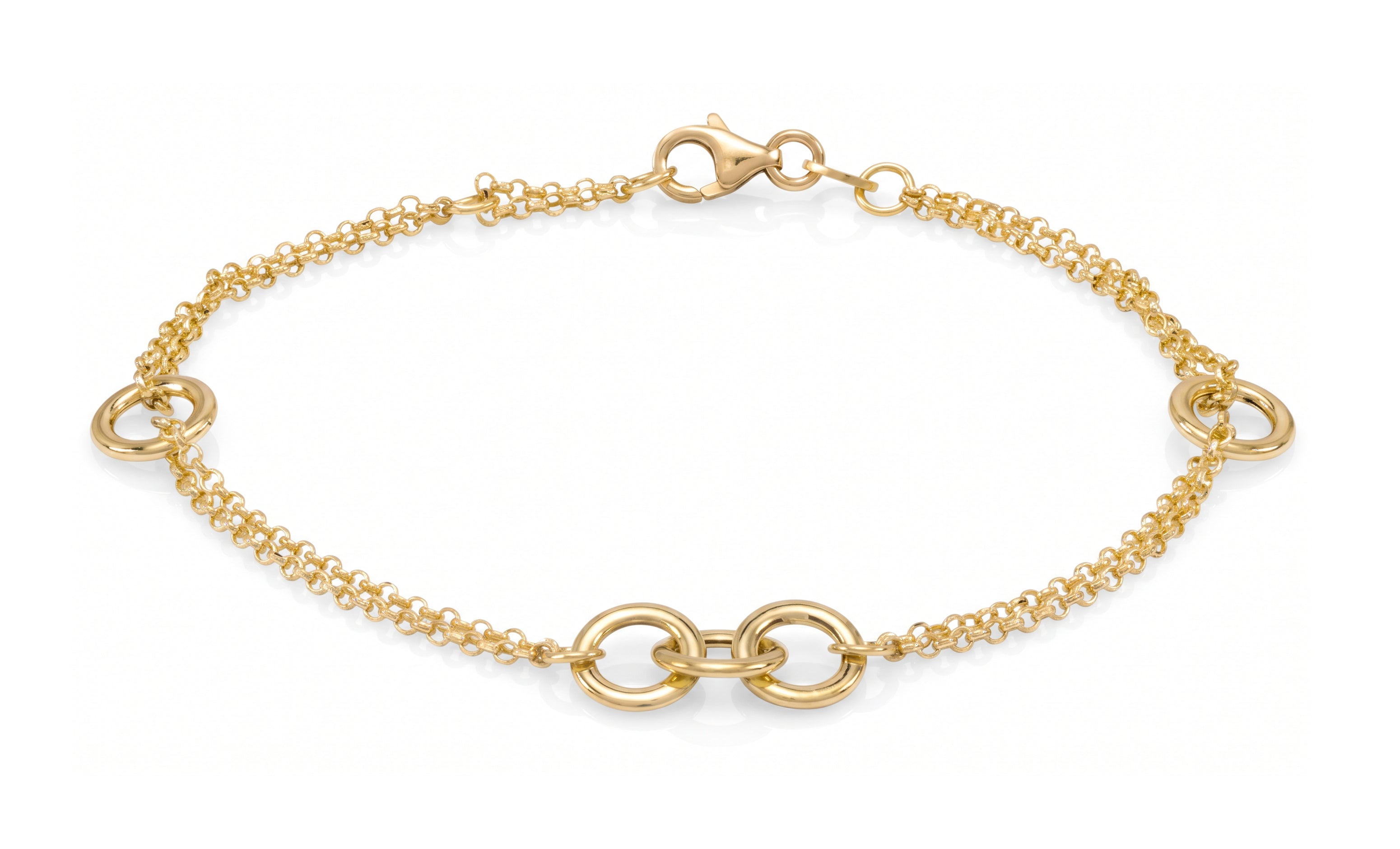 Monzario - 14krt geelgouden armband dubbele rij | 19cm