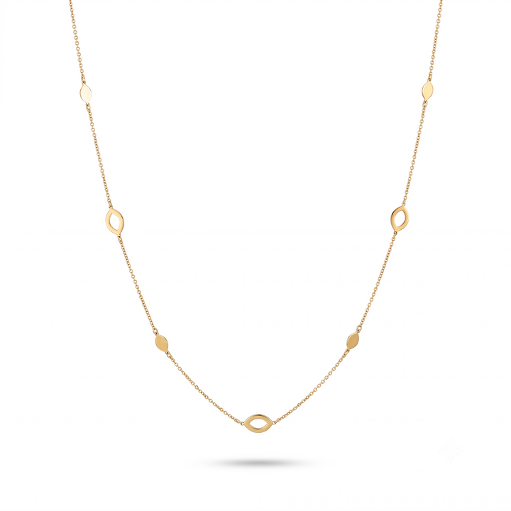 Monzario - 14krt geelgouden collier met ovale schakels | 42-45cm