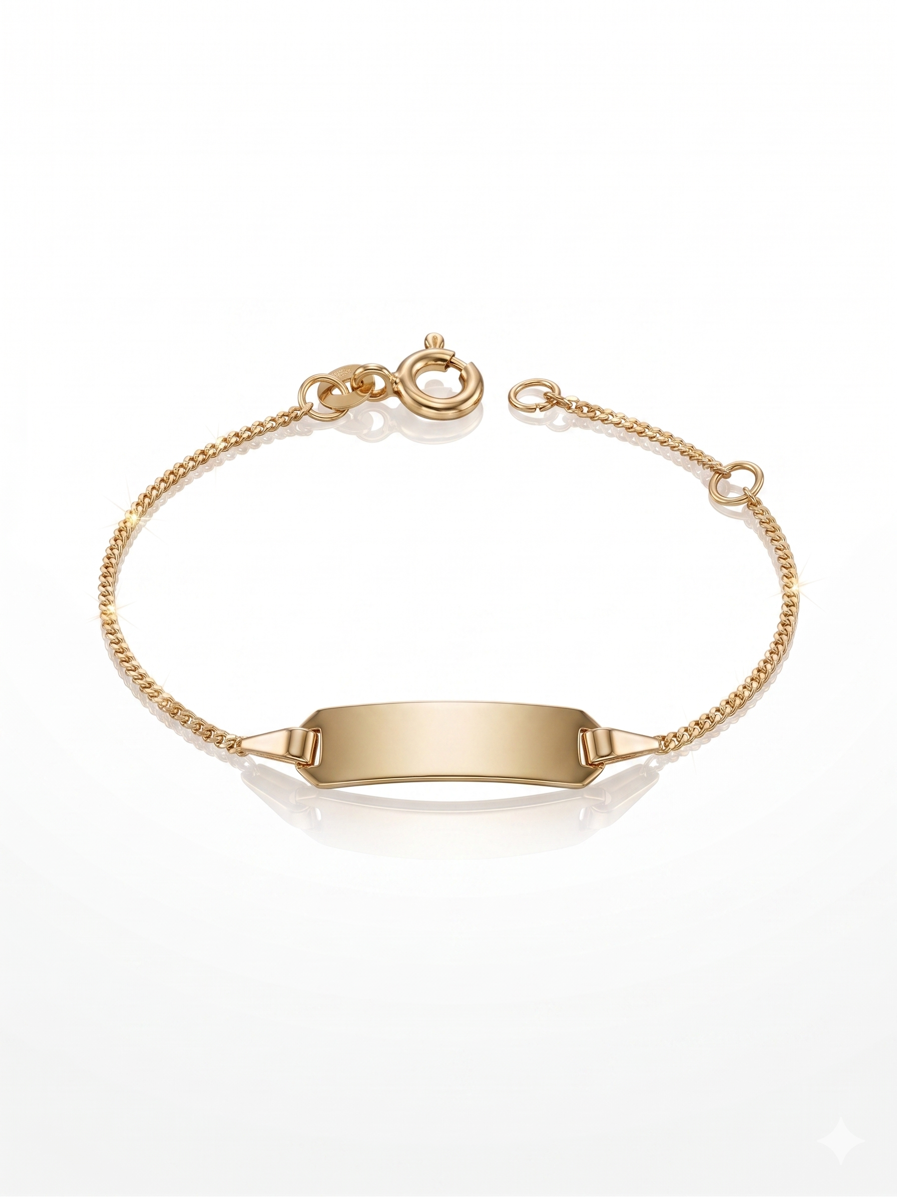 8krt geelgouden graveerarmband gourmette plaat 5x16mm | 10-12cm