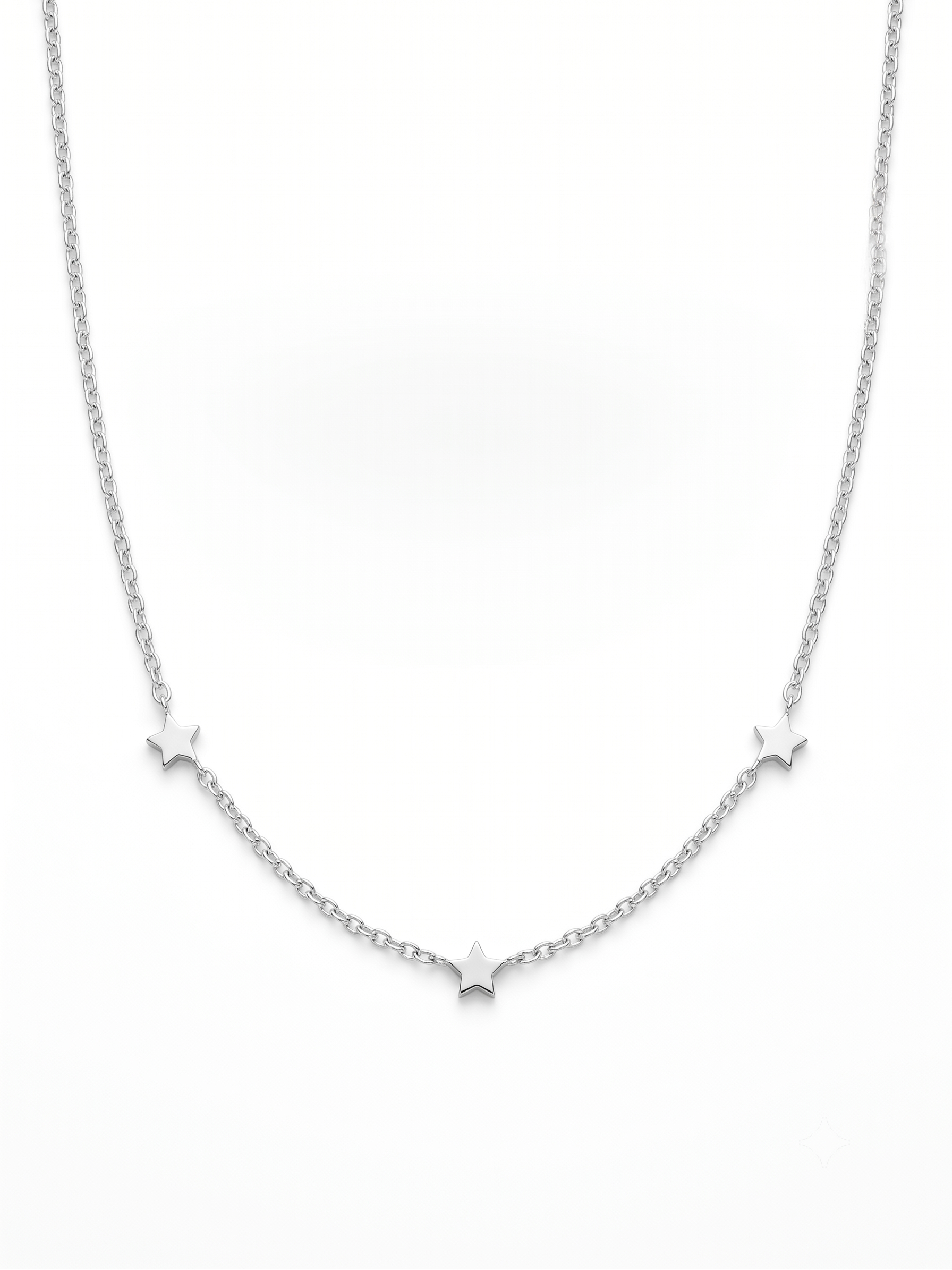 Zilveren collier drie sterretjes  | 41-45cm