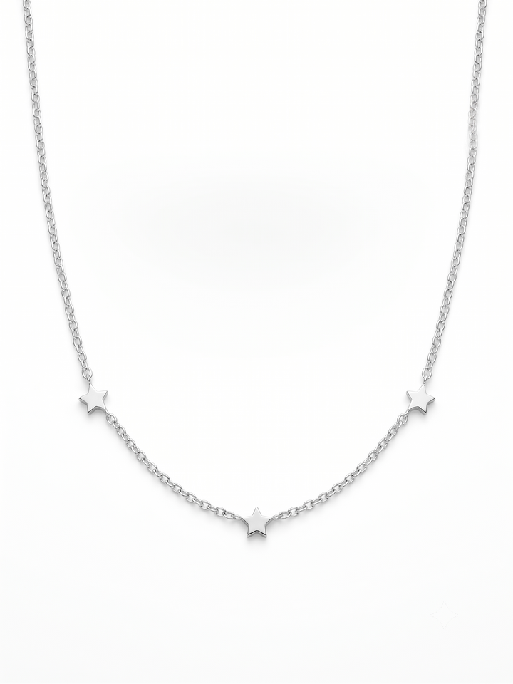 Zilveren collier drie sterretjes  | 41-45cm