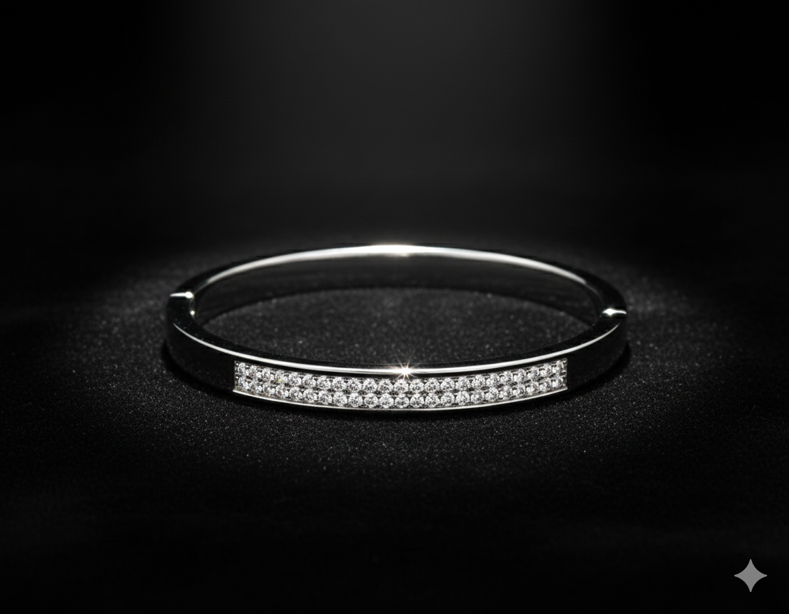 14krt witgouden bangle met briljant 50-1.09ct HSI | 62x5,5mm