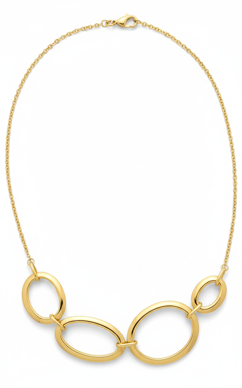 14krt geelgouden collier met 4 ovale schakels | 42-45cm