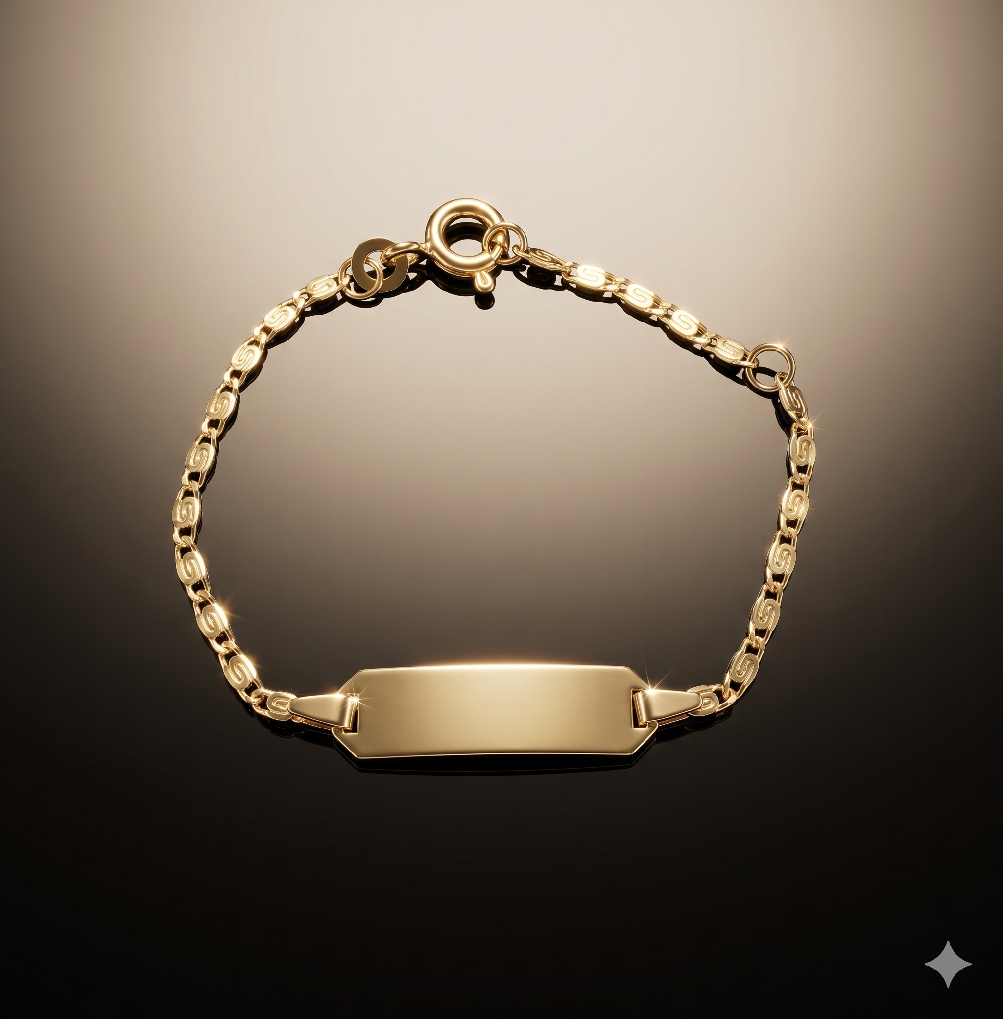 8krt geelgouden graveerarmband valkenoog plaat 5x20mm | 10-12cm
