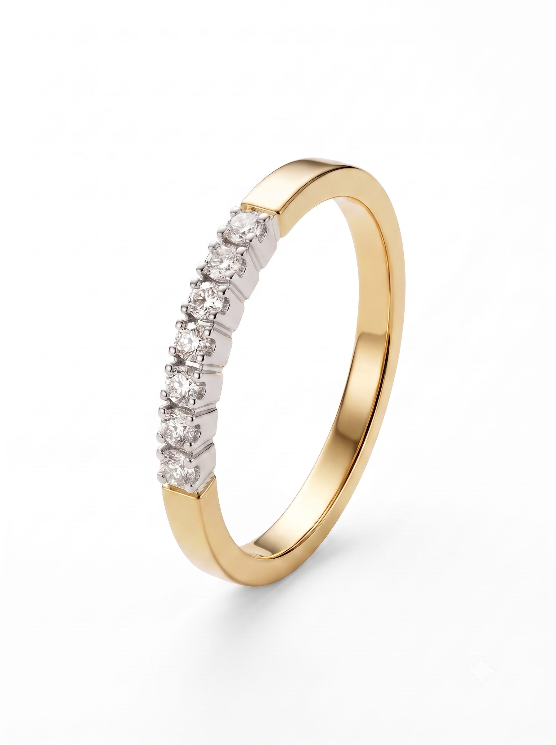 14krt bicolor gouden memoire ring 5-0.105ct TW-VS/SI