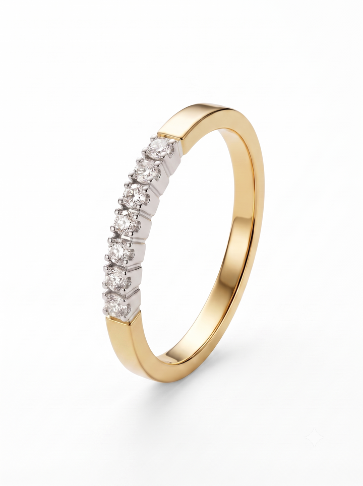 14krt bicolor gouden memoire ring 5-0.105ct TW-VS/SI