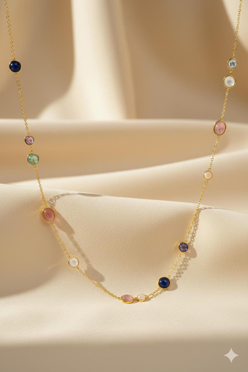 14krt geelgouden collier - multicolor | 45cm