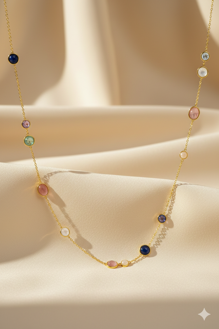 14krt geelgouden collier - multicolor | 45cm