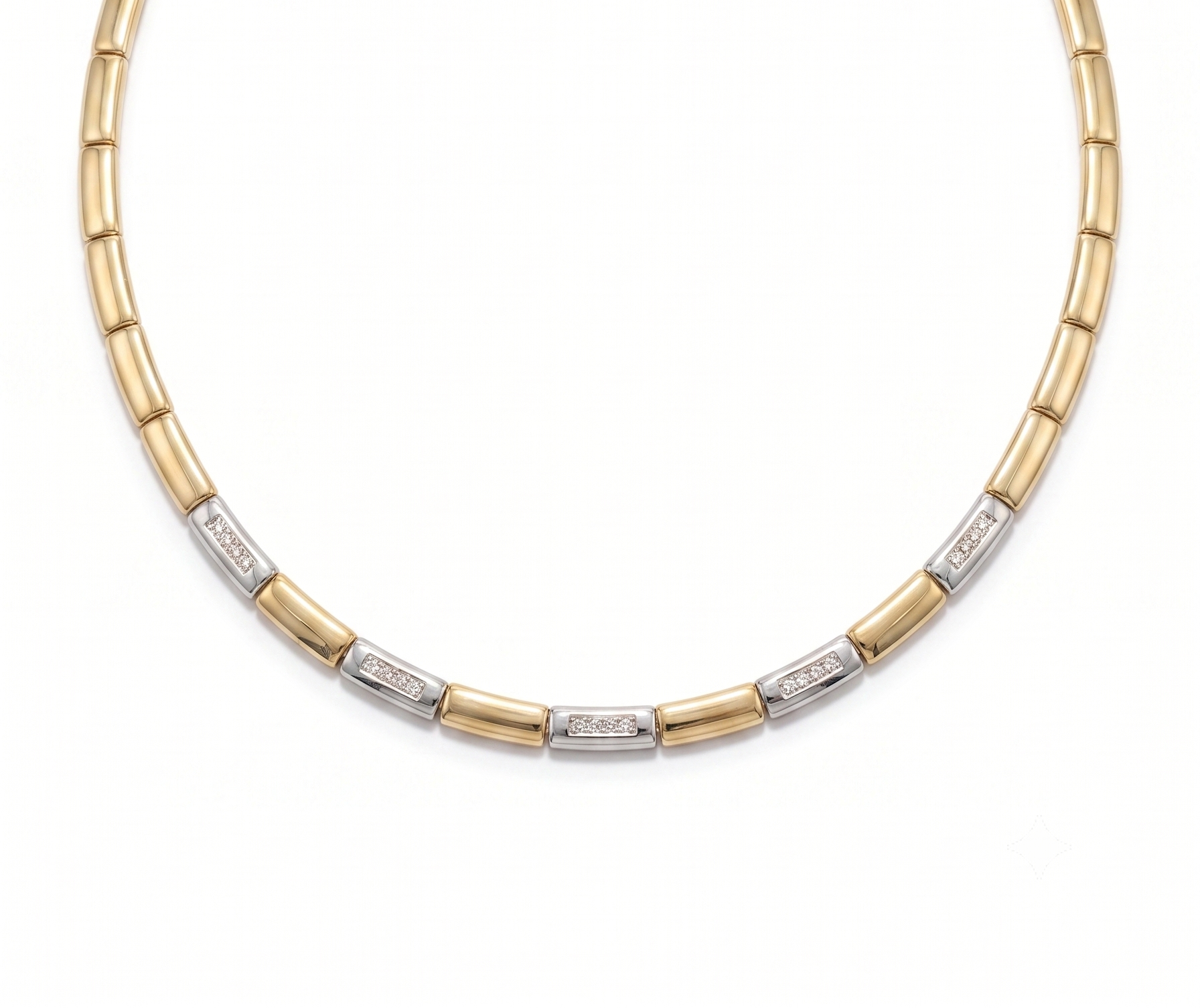 14krt bicolorgouden collier met briljant 25-0.25ct HSI | 42cm