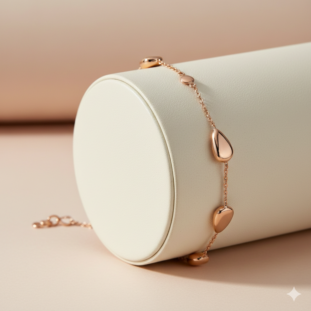 Monzario - 14krt rosé gouden armband | 19cm