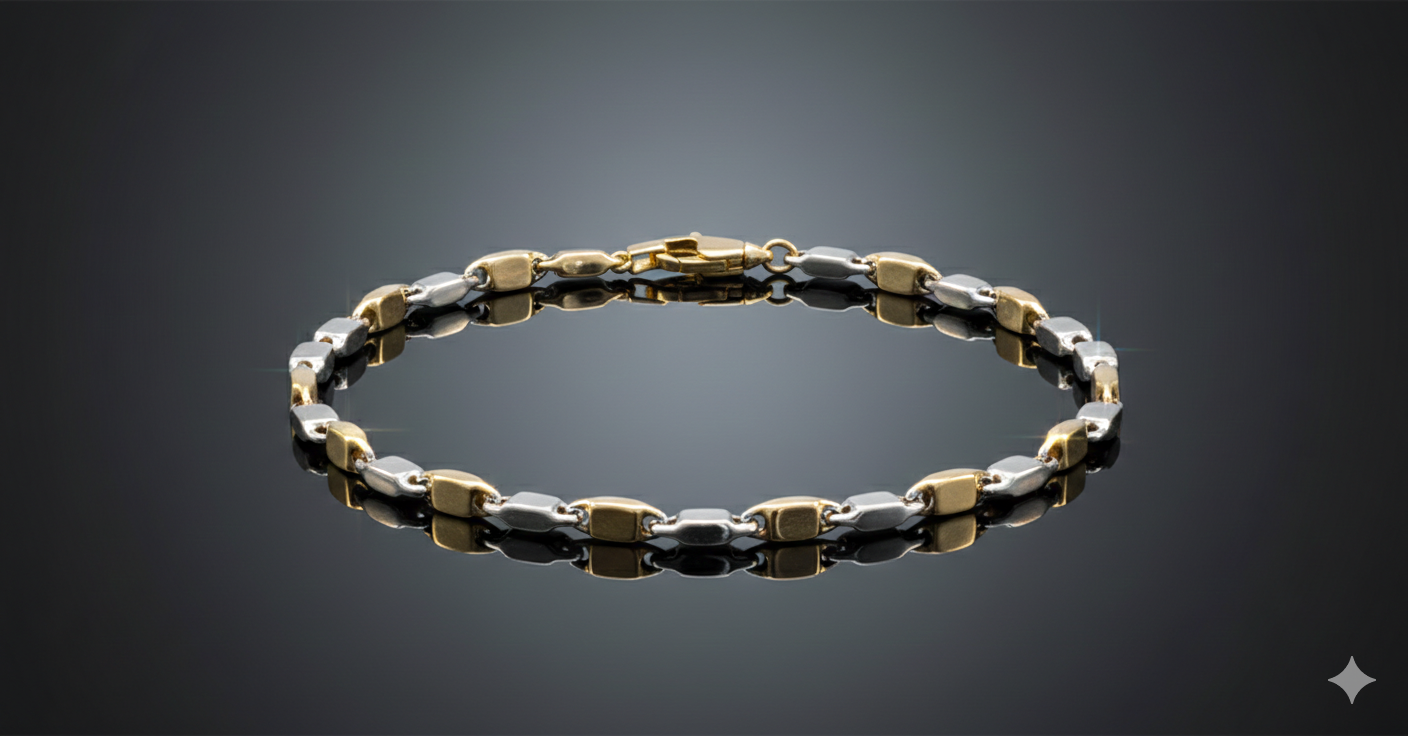 Monzario - 14krt bicolor gouden armband 3.0mm | 19,5cm